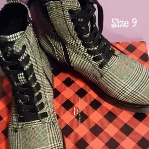 Glen plaid combat boots